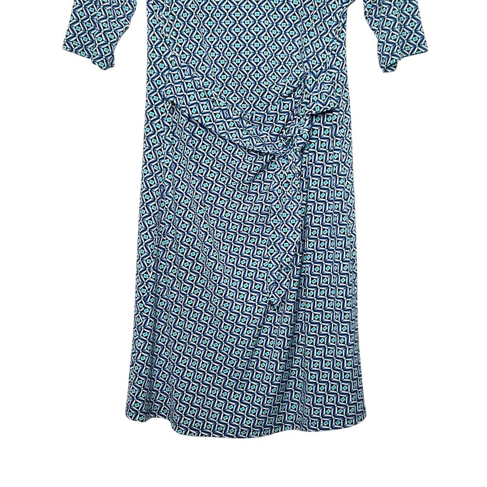 MSK Geo Print Knitted Mini Dress 3/4 Sleeve Boat Neck Blue Black Womens Size M/L - Picture 4 of 6